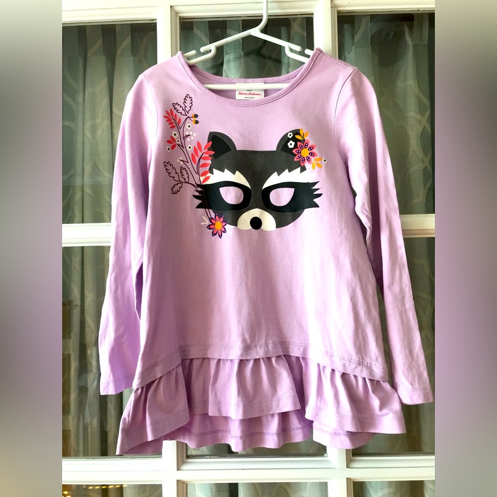 Hanna Andersson size 130 8-9 play condition for stains shown floral fox purple